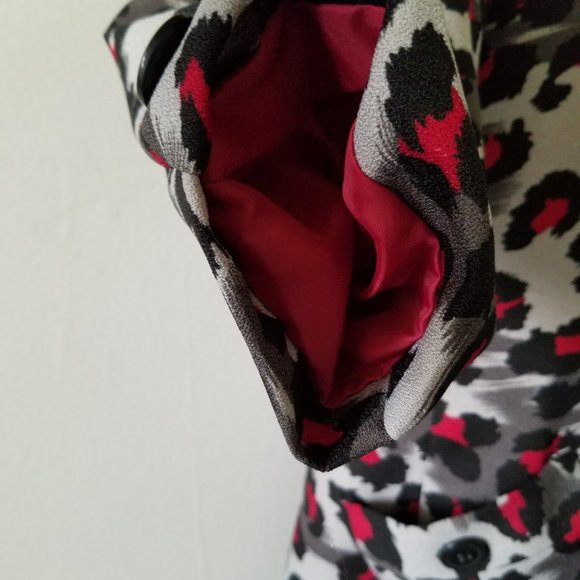 NICOLE MILLER Abstract Animal Print  Trench Coat Button Down Vintage  Sz 8 - Picture 4 of 10